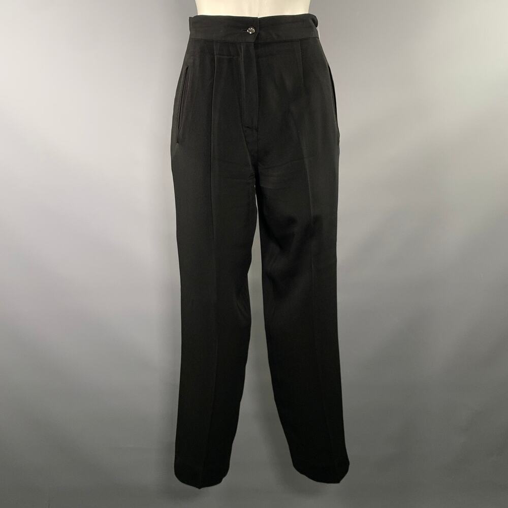 CLAUDE MONTANA Size S Black Silk Blend Tapered Dress Pants